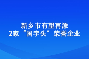 新乡市有望再添2家“国字头”荣誉企业