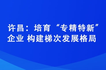 许昌：培育“专精特新”企业 构建梯次发展格局