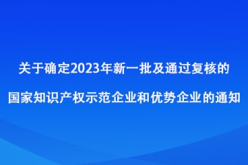 关于确定2023年新一批及通过复核的国家知识产权示范企业和优势企业的通知