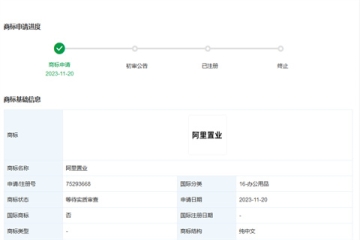 阿里巴巴（中国）有限公司申请注册“阿里置业”商标