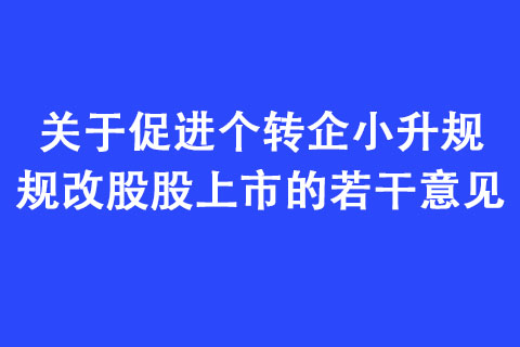郑州市人民政府：促进个转企小升规规改股股上市的若干意见