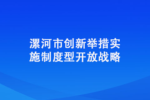 漯河市创新举措实施制度型开放战略