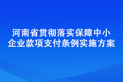 河南省贯彻落实保障中小企业款项支付条例实施方案