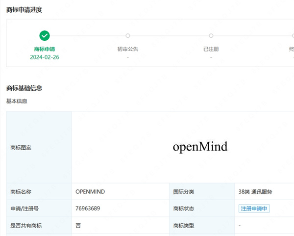 华为技术有限公司申请注册“OPENMIND”商标